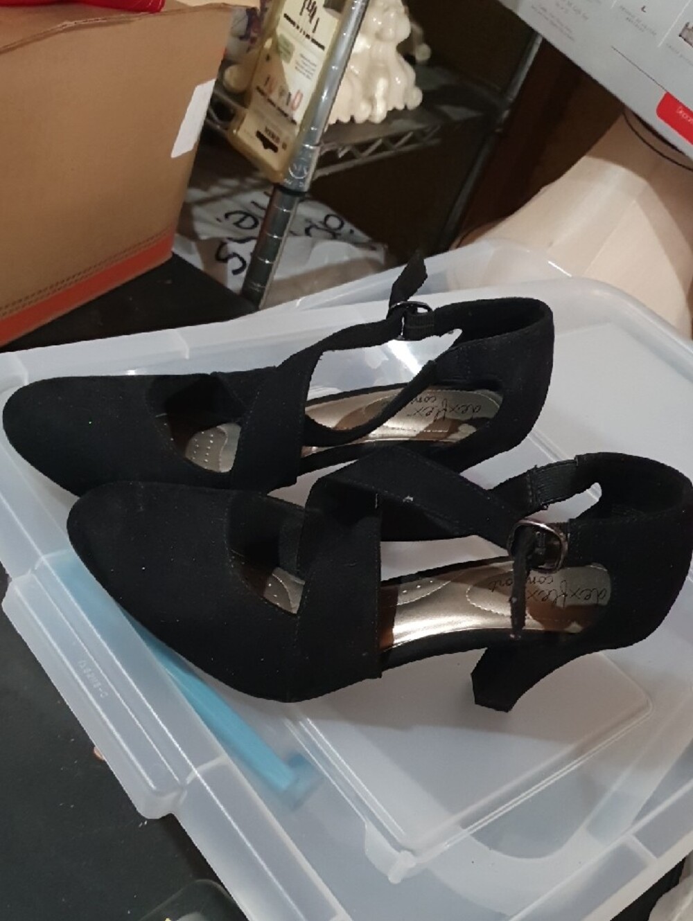 Classic Black Women's Closed-Toe Heels with Ankle Strap